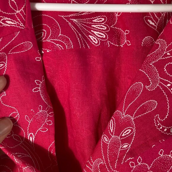 Womens Kim Rogers Linen Floral Jacket Pink White 3X Linen Button Front 3/4 Sleev - Picture 8 of 10